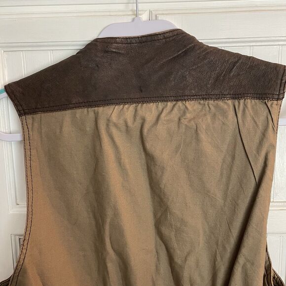 Vintage STRUCTURE Leather Men's Vest Small Snap Brown Riding Biker Western Rodeo - Picture 7 of 13
